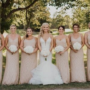 Adrianna Papell champagne/gold bridesmaid dress